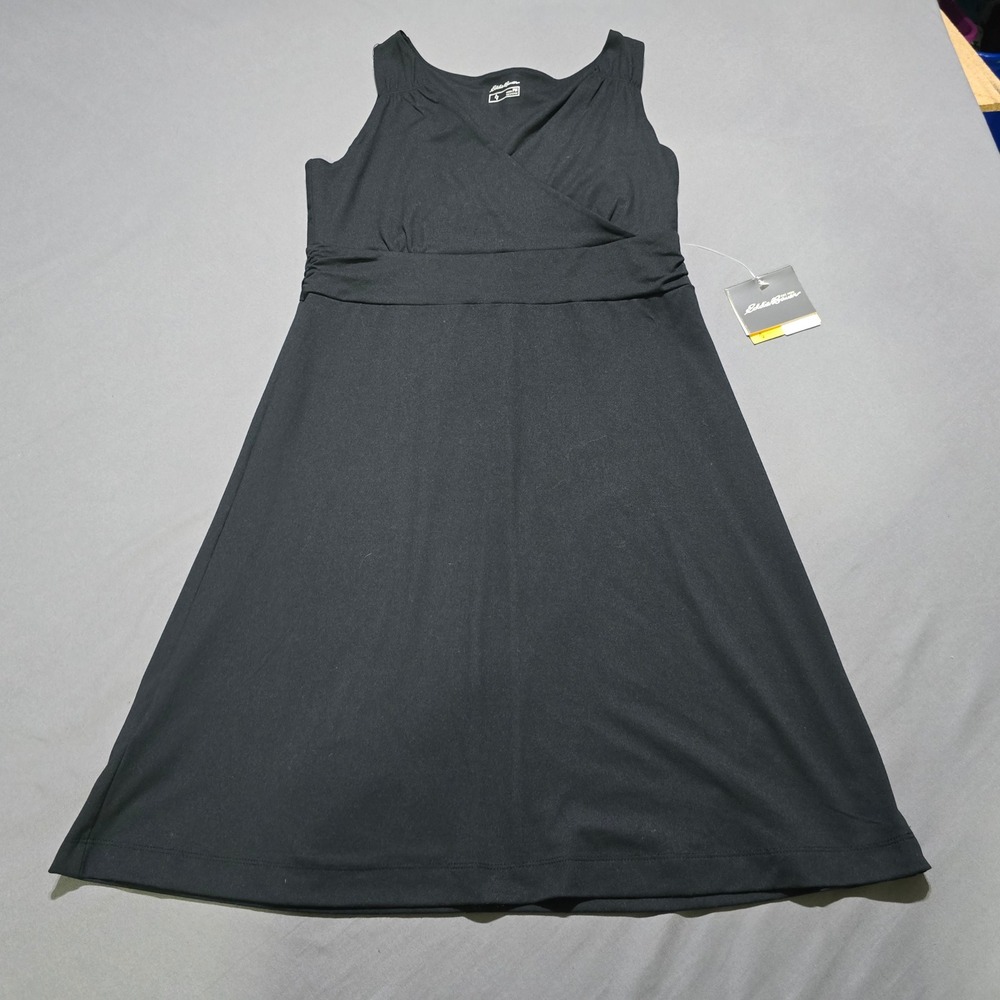Eddie Bauer‎ Travex Dress Women PM Black Sleeveless Surplice Empire Waist NWT